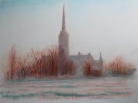 Salisbury Cathedral in pastel